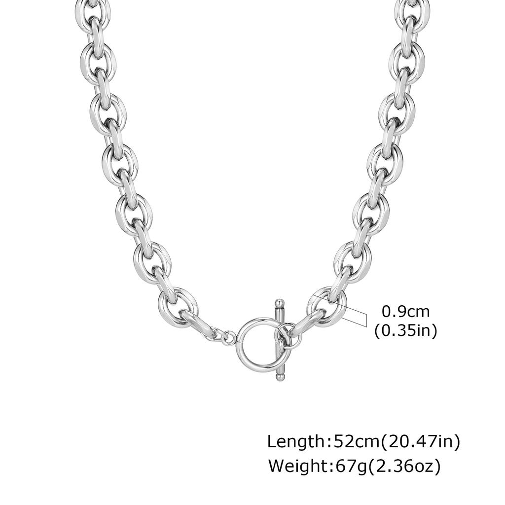 Heavy Stainless Steel Chain Necklaces for Men Boys,Rolo Chain O Chain Collars with OT Button,Trendy Jewelry Gifts
