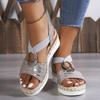 Fashion Summer Classic Retro Wedge-shaped Women's Sandals Fashionable Breathable High Heels Women's Shoes Casual Beach Roman Sandals