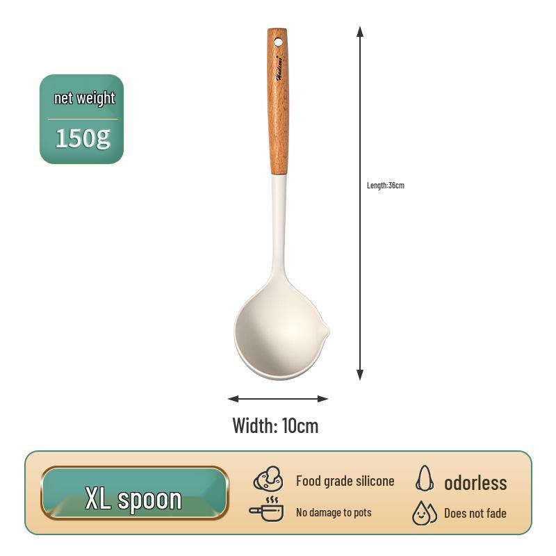 Non-stick Silicone Spatula Set with Beech Handle – High-Quality Wok and Spoon Kitchen Tools
