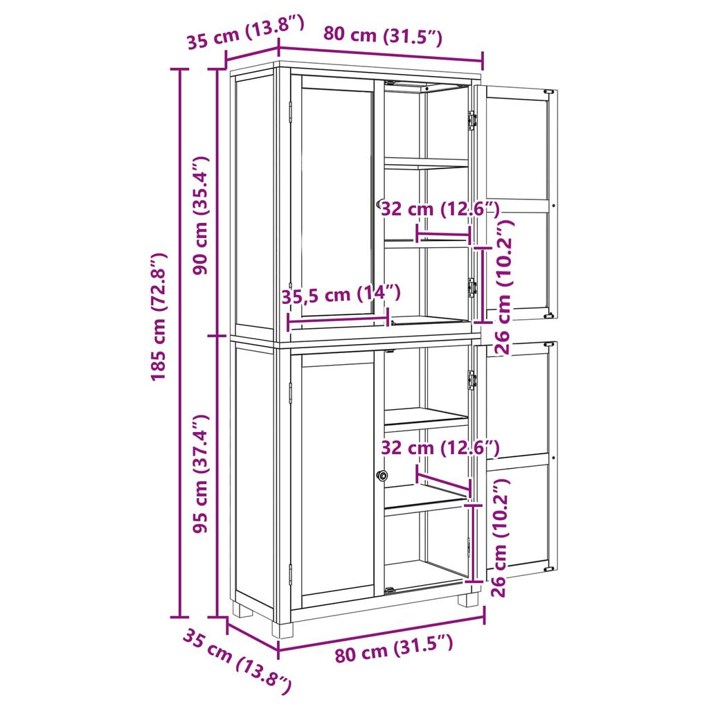 Storage Furniture Set with Storage Compartment and Door Brown Wood Based Material