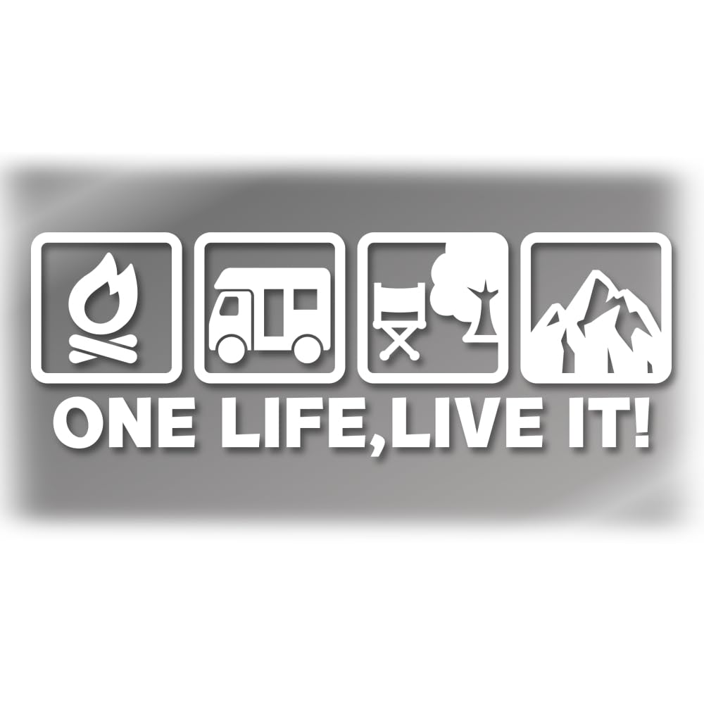 

[Tamiya] One Life, Live it! Cutting Sticker, Camping, Camper, 3.0 x 8.5 inches (7.5 белый