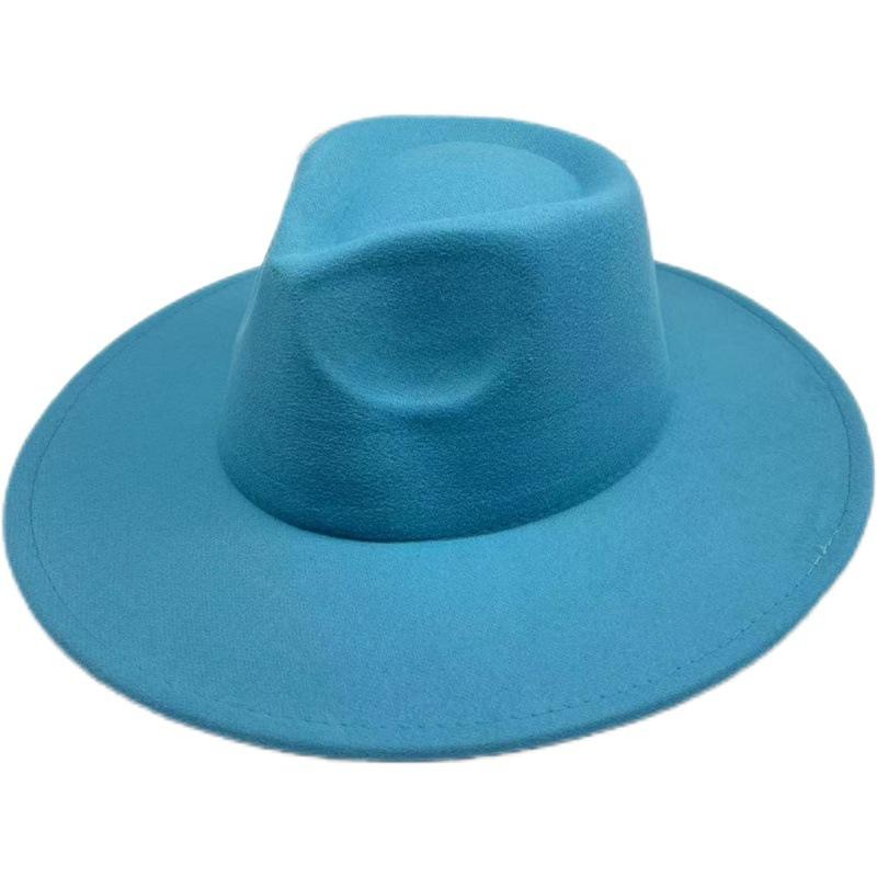 British Hat Retro Woolen Hat Wide Brim Flat Top Top Top Hat Versatile Autumn and Winter Hat Trendy Sun Hat Felt Hat