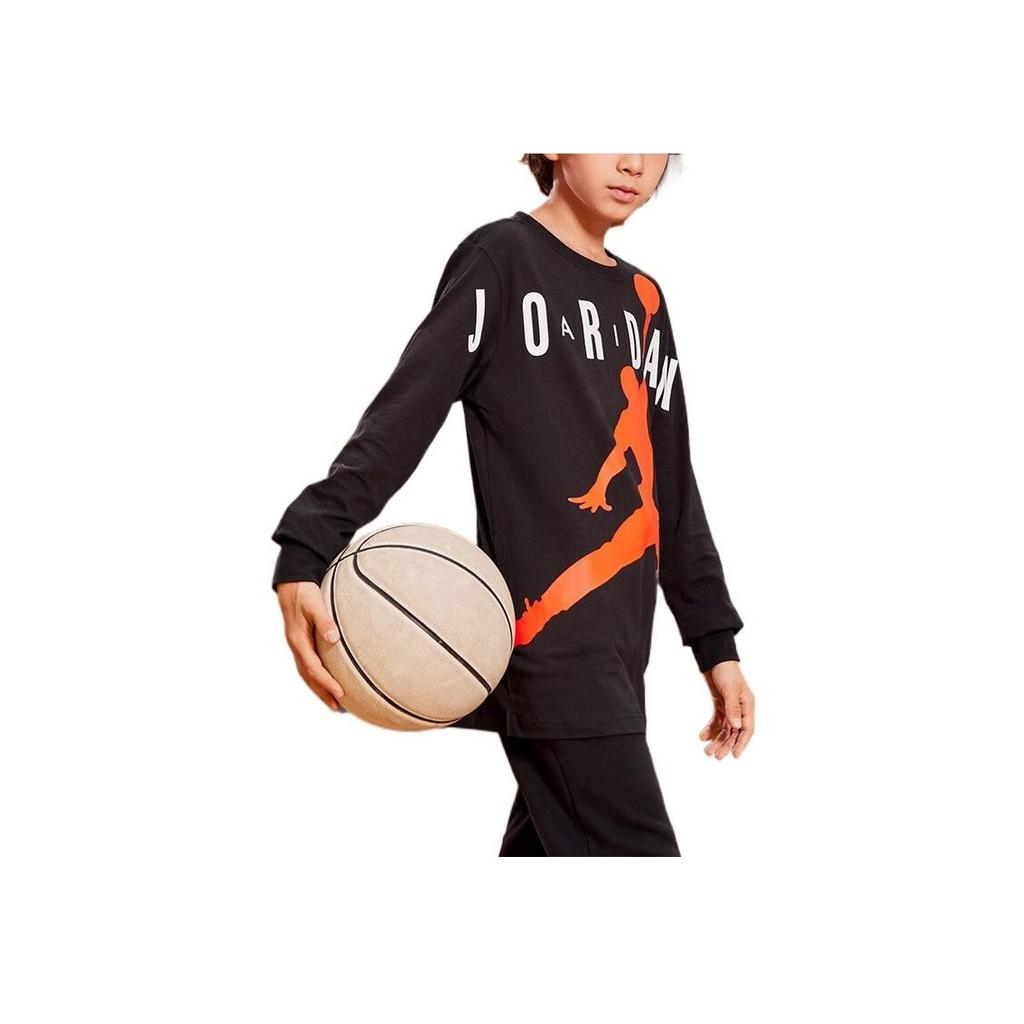 Jordan Color Block Big Logo Pullover T-Shirt Kids Tops Black JD2032204GS-001