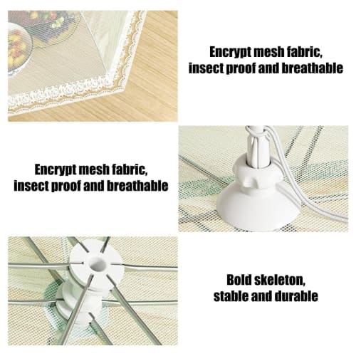 Foldable Dining Table Cover, Insect Repellent, Washable, Large, Square, 90*60/70*50/32*32/43*43cm, Mesh, Breathable, Dustproof, Hanging, Multifunction