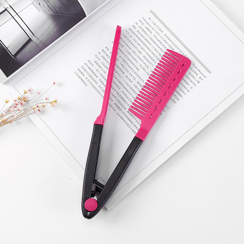 Hair Splint Comb V Shaped Hair Straightener Brush V-Shaped Curved Design Hair Styling Comb for Hotel Dormitory Business Trip