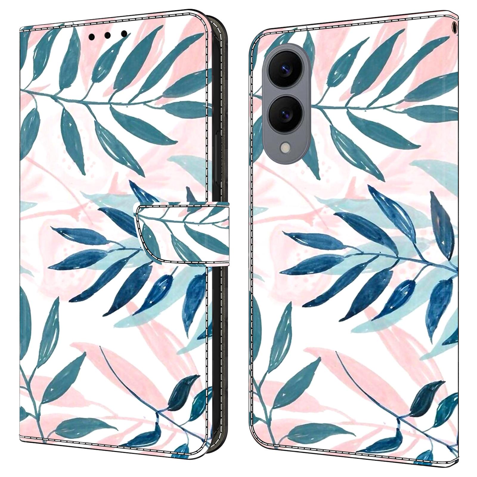 

Для Samsung Galaxy S25 Edge Чехол-кошелек с подставкой с печатным рисунком из ПУ кожи откидной чехол для телефона Watercolor Leaves