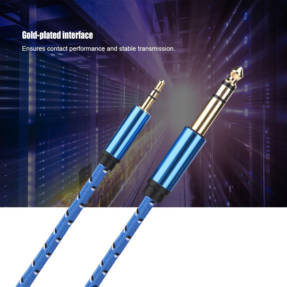 3.5mm Stereo Male to 6.35mm Stereo Male Audio Line for Amplifier Speaker Electric Guitar2M