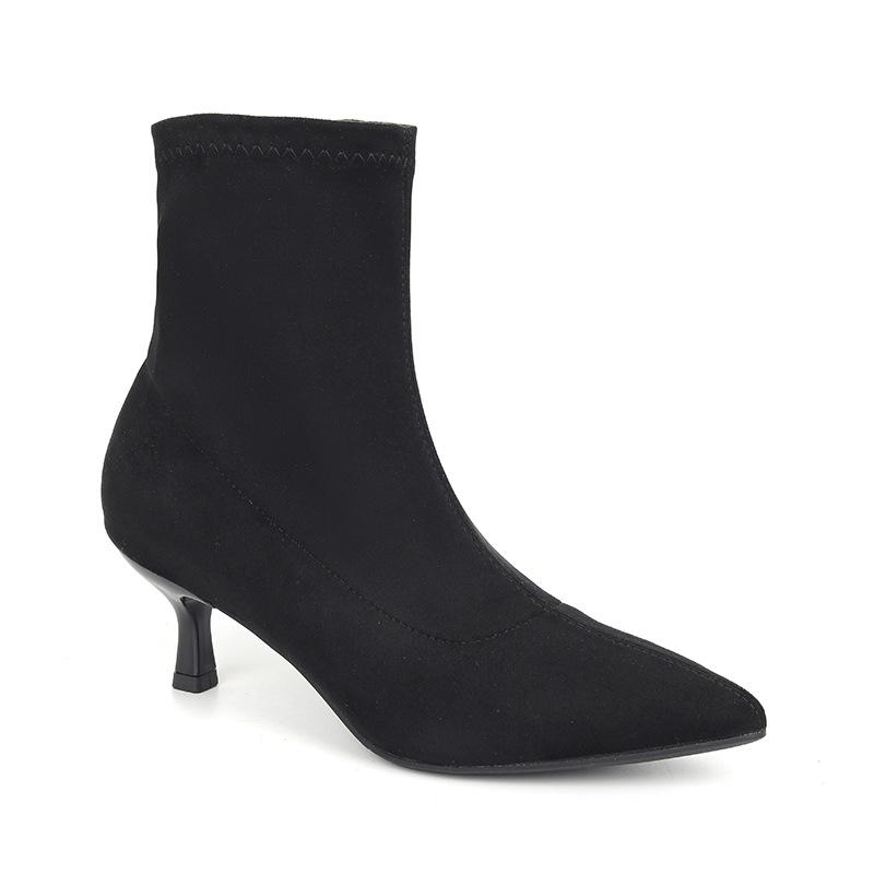 Winter Explosion~ Elastic Thin Boots French Suede Thin Heel Socks Boots Pointed Boots Ins Wind Korean Version Short Boots