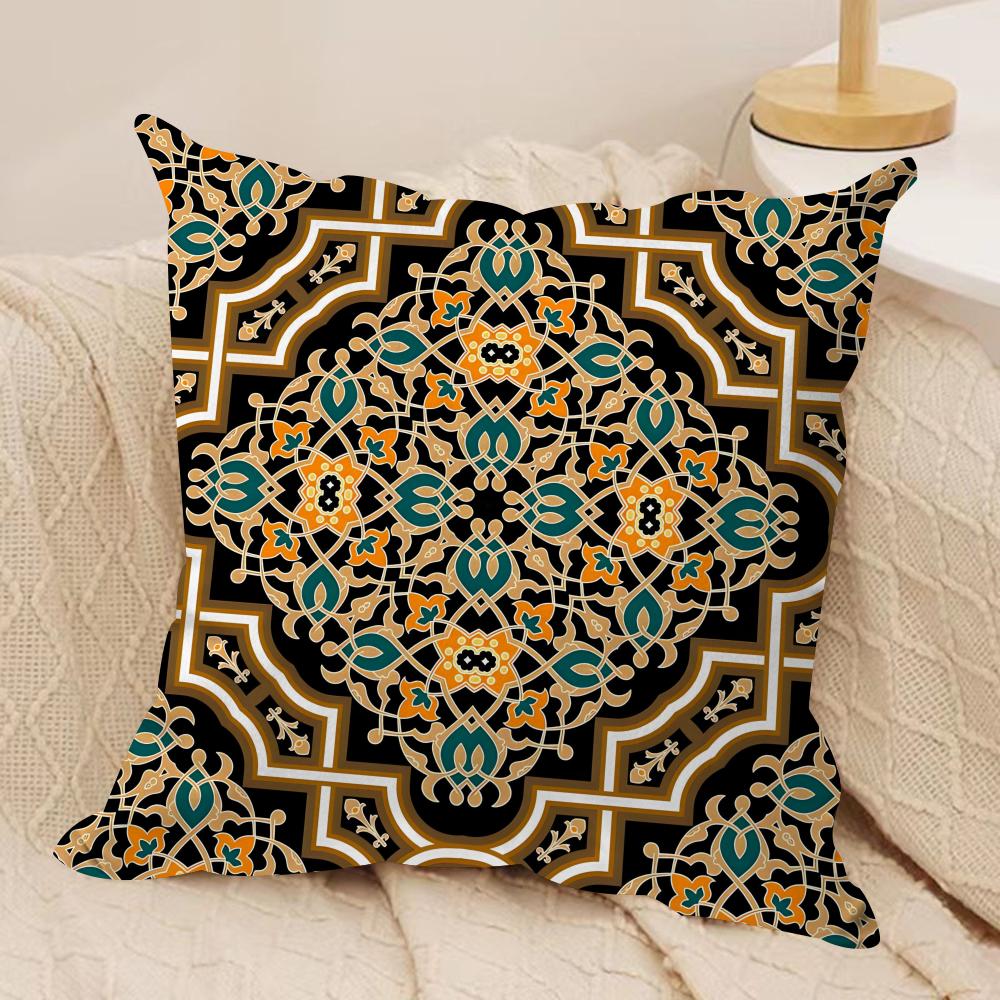 Bohemian Ethnic Decorative Cushion Cover Silky Short Plush Double-Sided Printed Pillow Case for Sofa All Seasons Home Decor Gift