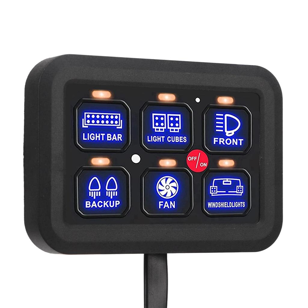 6 Gang LED  Panel Wear Resistant Wide Applicability Automatic Dimmable LED Touch Control Panel for Vehicle Car Touch Switch Box