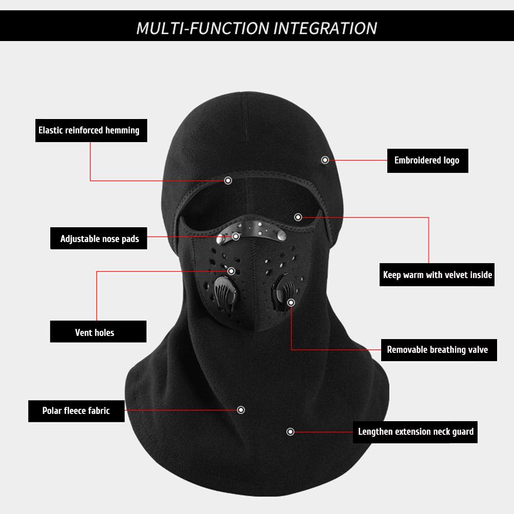 

Балаклава Лыжная Маска для Лица с Фильтром Съемные Дышащие Вентиляционные Отверстия для Мужчин Женщин Зимняя Ветрозащитная