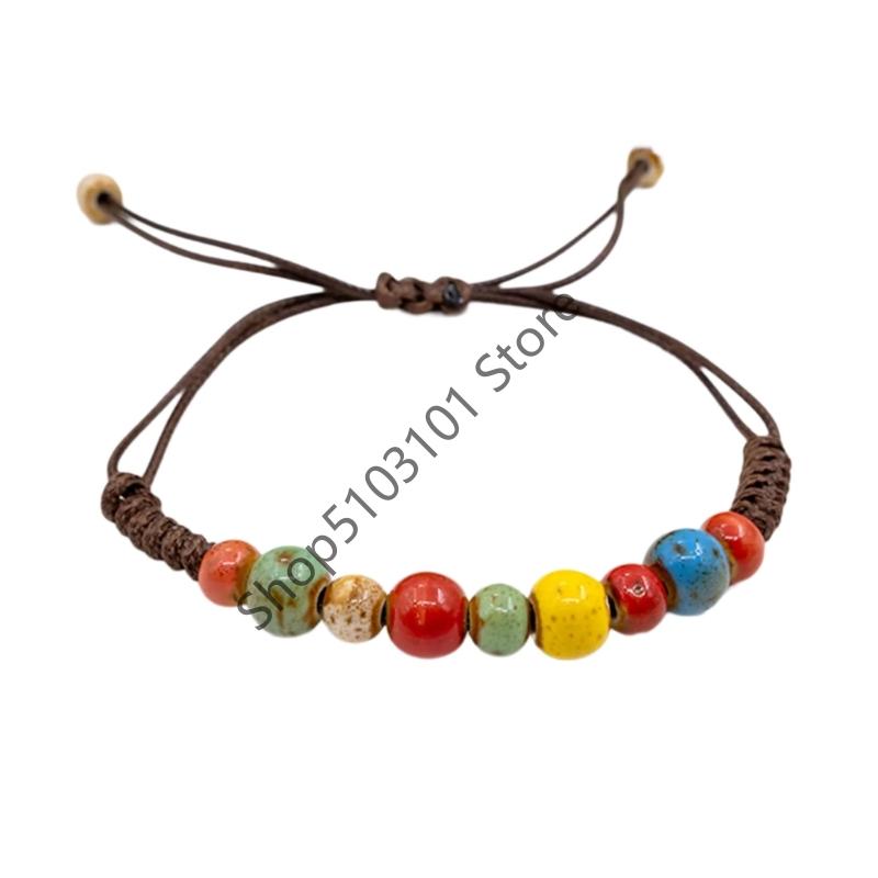 Big Eye Cat Bracelets for Women Men Sweet Cool Heart Ceramic Beaded Bracelet Adjustable Braided Rope Aesthetic Party Jewelry