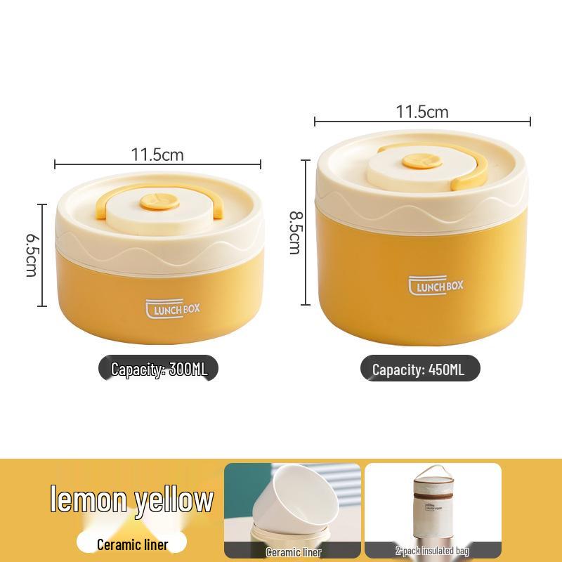 Microwaveable Insulated Ceramic Bento Lunch Box - Portable, Multi-Layer for Students and Office Workers