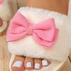 Fashion Sweet Bowknot Decor Plush Slippers for Women Winter Anti Slip Soft Sole Indoor Cotton Slides Woman Faux Fur Warm Home Slippers