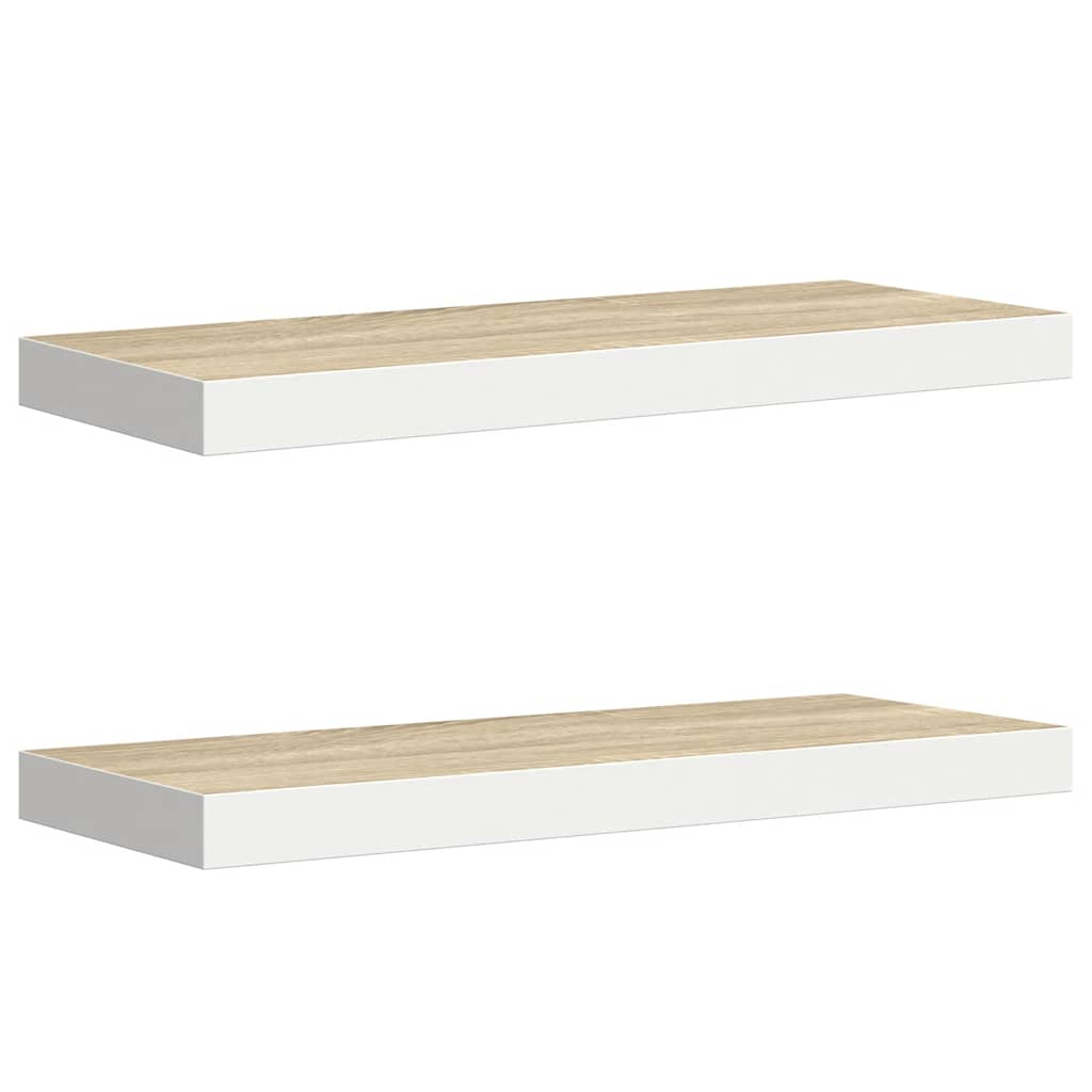 Vidaxl Półki Ścienne, 2 Szt., Dębowo-Białe, 60X23,5X3,8 Cm, Mdf