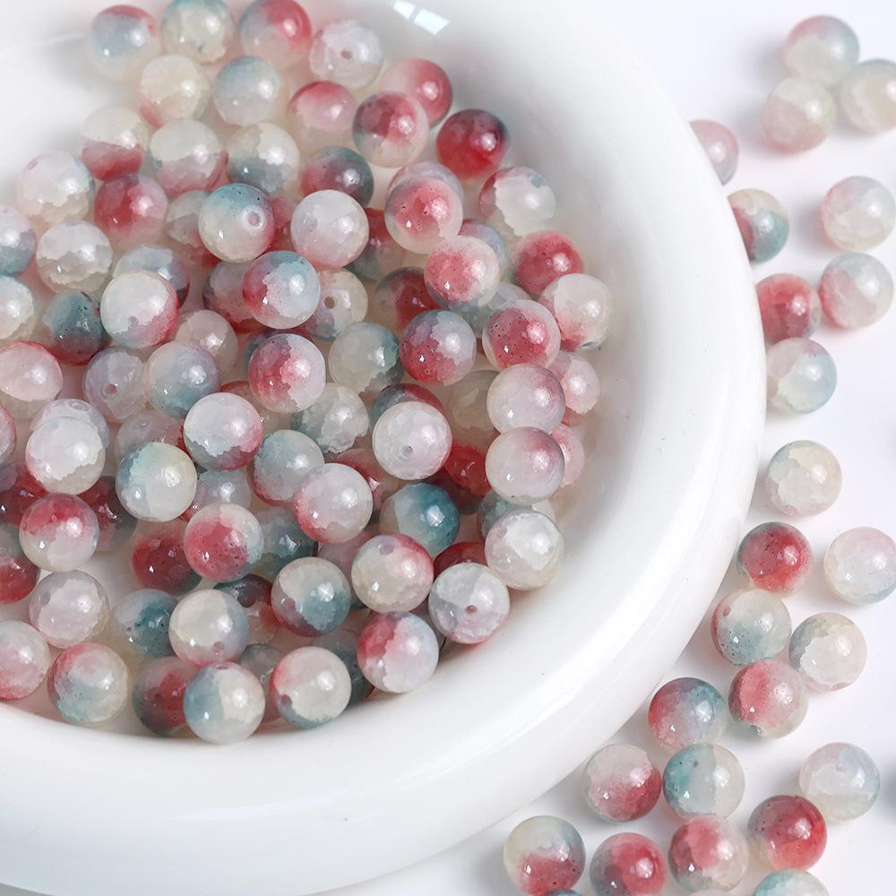 Yori 40pcs 10mm Imitation Crack Glass Beads Round Loose Spacer Beads for Jewelry Making DIY Bracelets Phone Chain Accessories