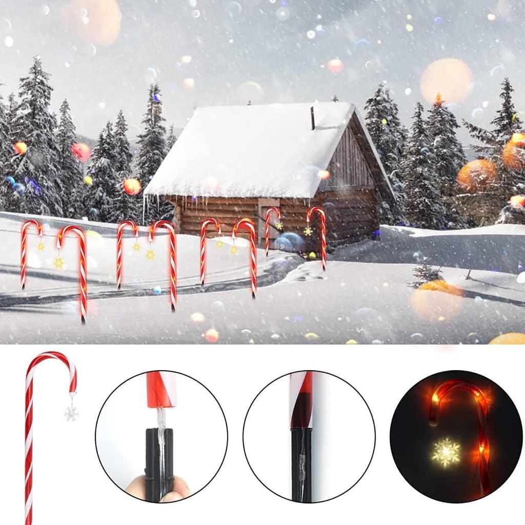 8pcs/set Solar Powered Garden Cane Lights, 8-function Waterproof Decorative Lights, Christmas Candy Garden Lights