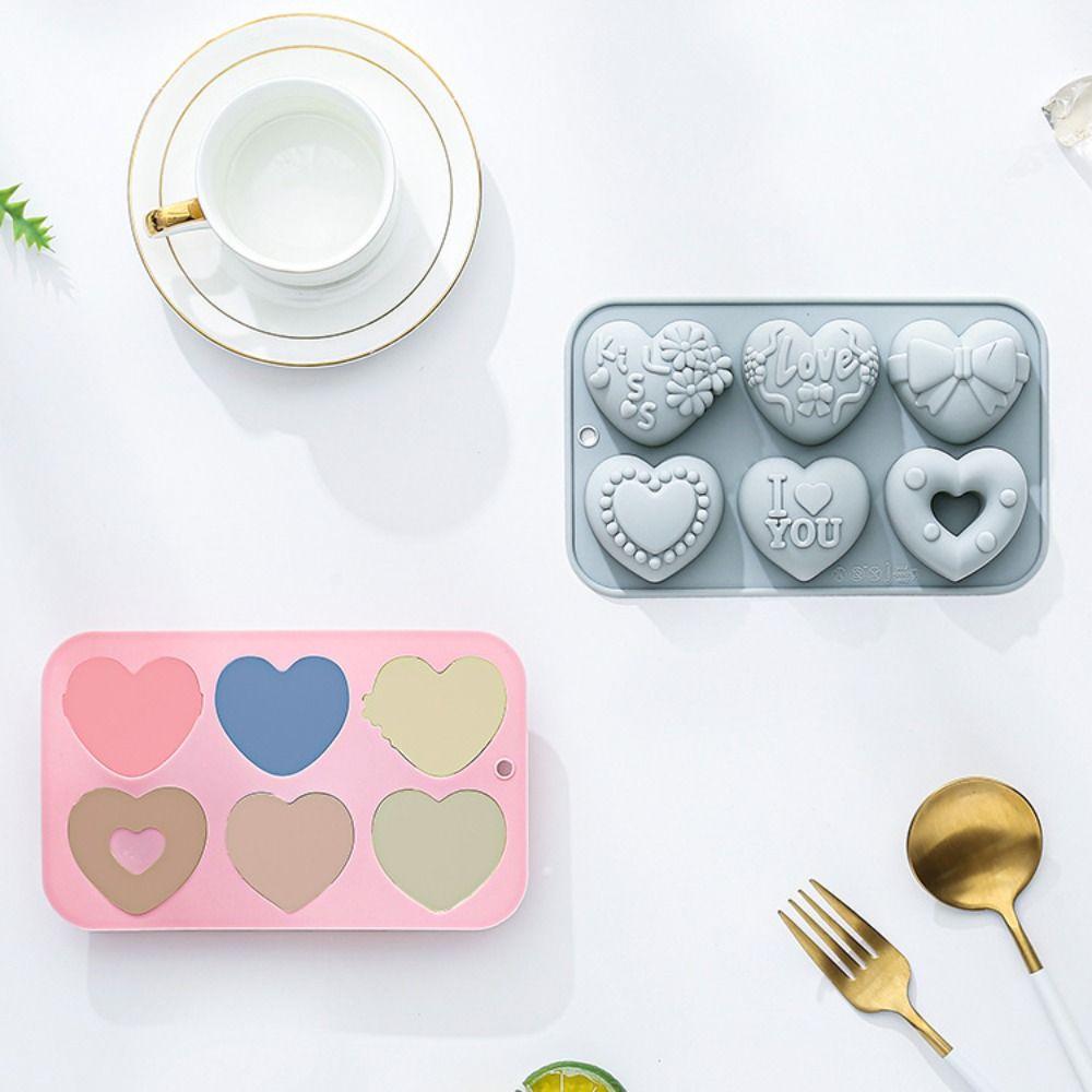 6-Cavity DIY Candy Making Molds Handmade Heart Shaped Mold Valentine's Day Heart Chocolate Molds