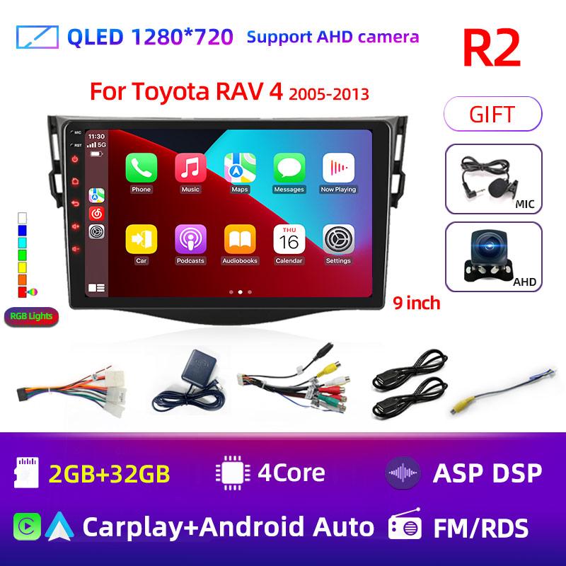 9" Android 12 Car Radio For Toyota RAV4 Rav 4 2005-2013 Multimedia Player 2Din Carplay DSP Navigation GPS 4G Net WIFI Stereo DVD