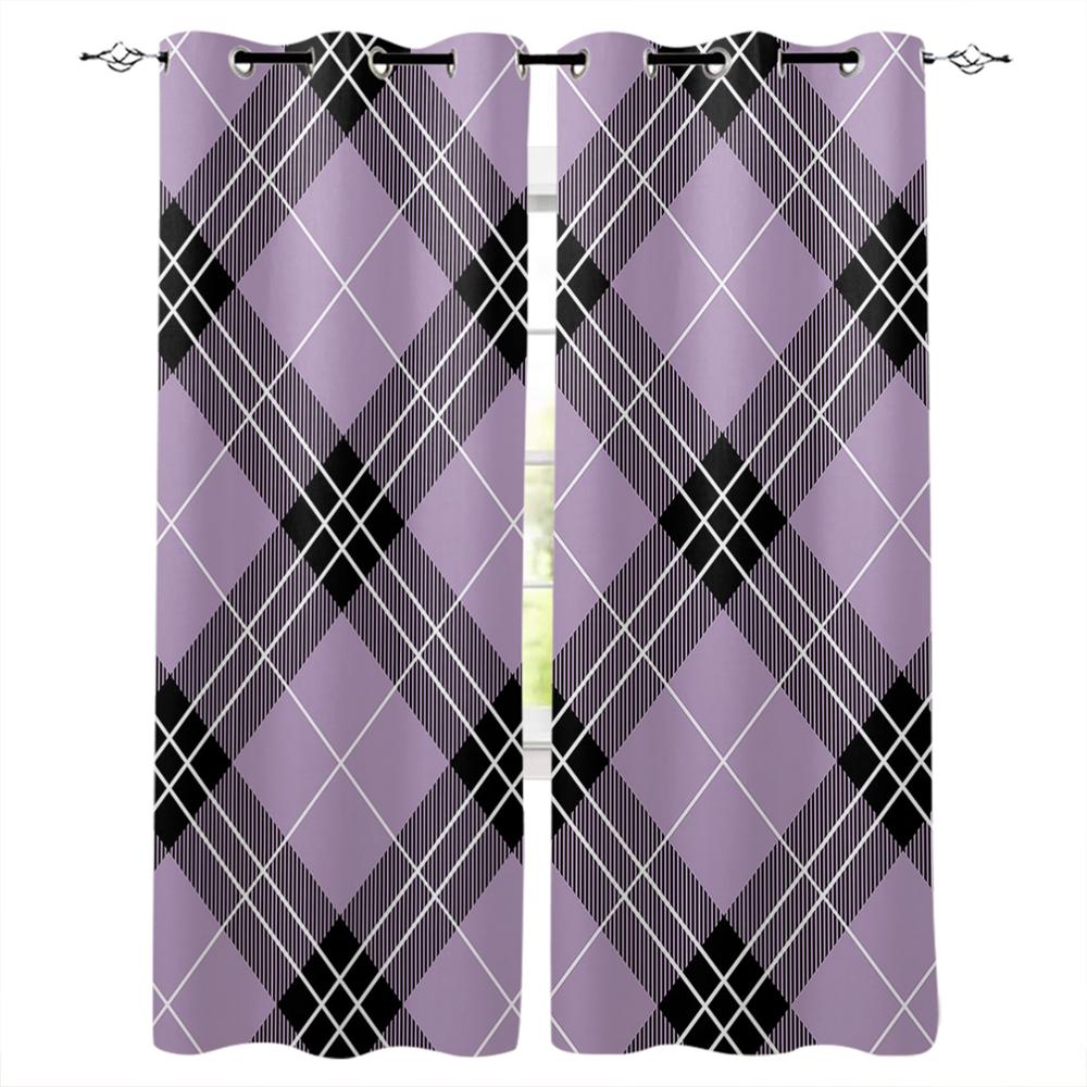 Gardiner i britisk stil med blått og oransje rutemønster Gardiner til stue Dekorative gjenstander Stue