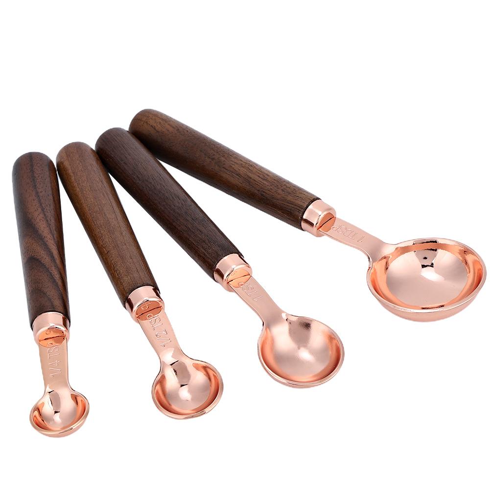 4-teiliges Set Roségold Edelstahl Messbecher Messlöffel für Haushaltsküche Backen Gadget