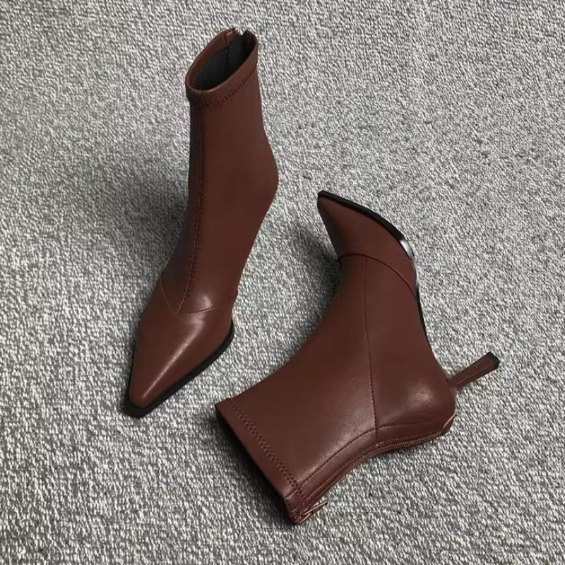 Sexy Damen Stiefeletten mit spitzer Zehenpartie, neuer Trend, High Heels, Schuhe, Pumps, Chelsea, kurz, Botas, Winter, Frau, Goth, mit Absatz