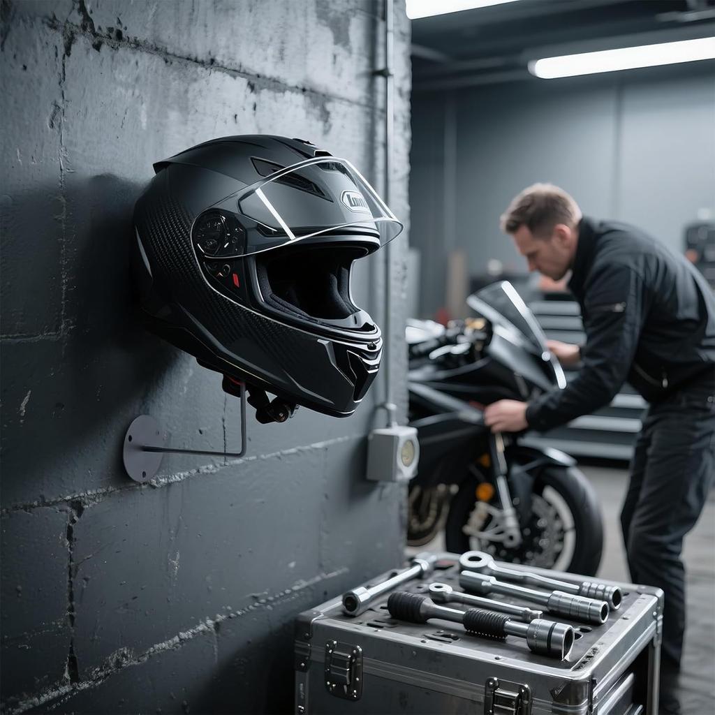 Helmet Holder Wall Mount - 4 Pack Metal Motorcycle Helmet Holder,Sturdy Steel Wall Mount For Bike Gear,Hats,Jackets,Space Saving Garage Storage &