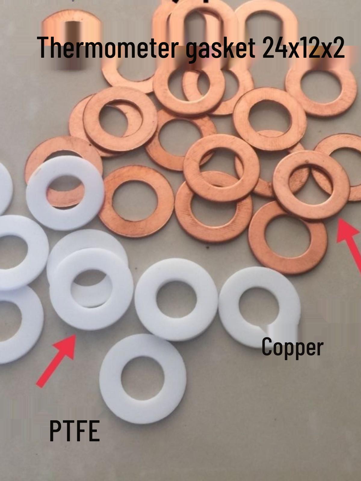 PTFE and Copper Gaskets, Thermometer, Pressure Gauge, Thermocouple, Electric Heating Tube, Bellows, Flange Seal Gasket PTFE 12x6x2 (50 pcs)