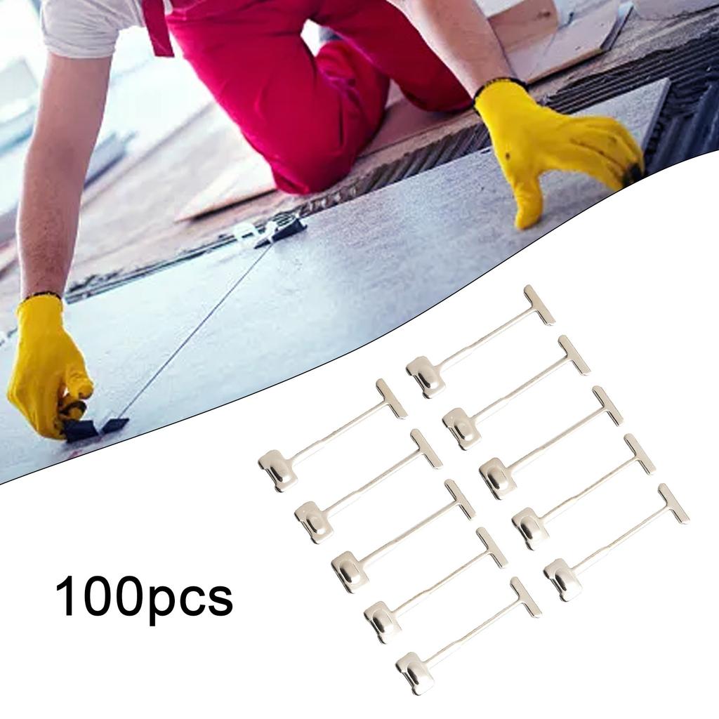 100 Pcs 0.9mm/1.5mm Sample Tile Leveling Wedges System T-Shaped Steel Needle Alignment Ceramic Positioning Construction Tools