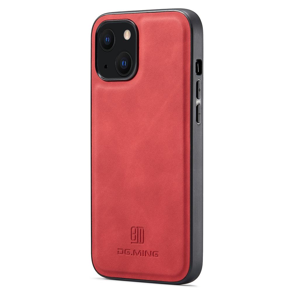 DG.MING For iPhone 13 Case Back Protector PU Leather+PC+TPU Phone Cover
