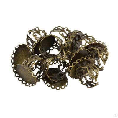 10pcs Vintage Brass Filigree Blank Ring Base Finding Adjustable - Bronze, As Described