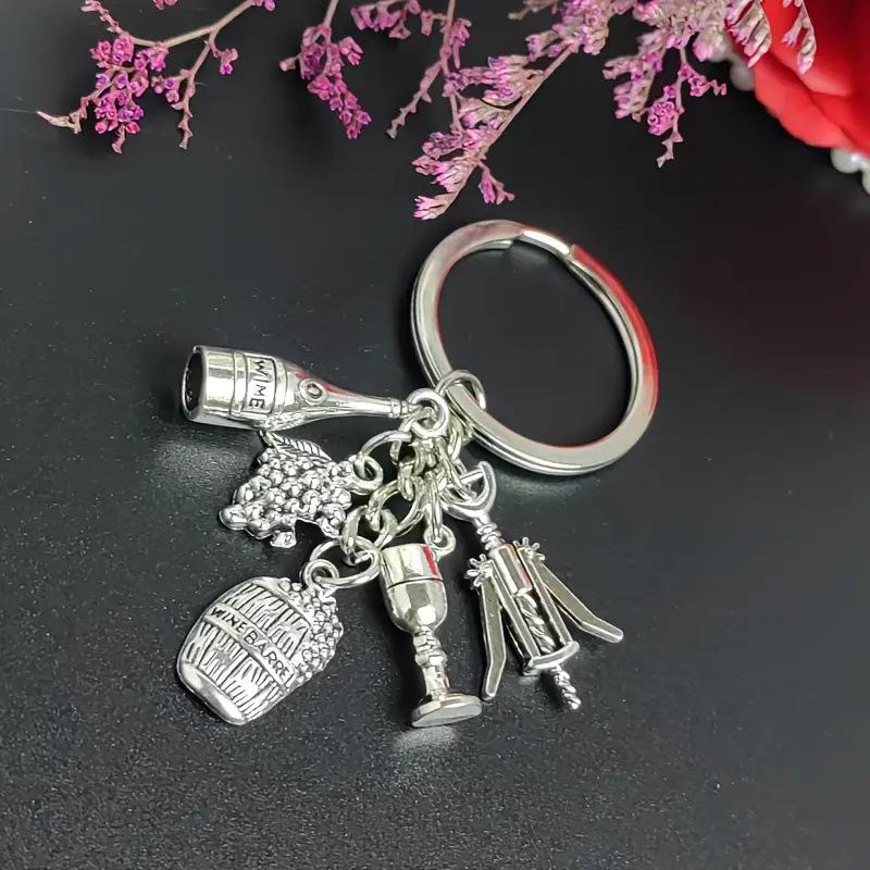 Antique Silver Wine Glass Keyring for Wine Lovers - European & American Style Hot Seller
