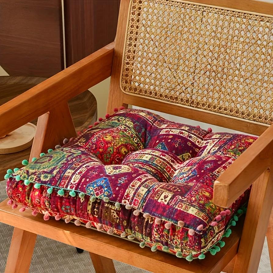 Boho Moroccan Floor Cushion, Thick Soft Square Seat Pillow, Comfortable Meditation Mat for Tatami, Living Room & Home Decor