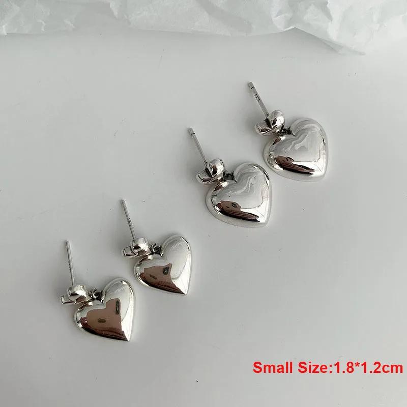 925 Sterling Silver Big Heart Drop Earrings For Women Girls Simple Temperament Hot Fashion Retro Silver 925 Jewelry