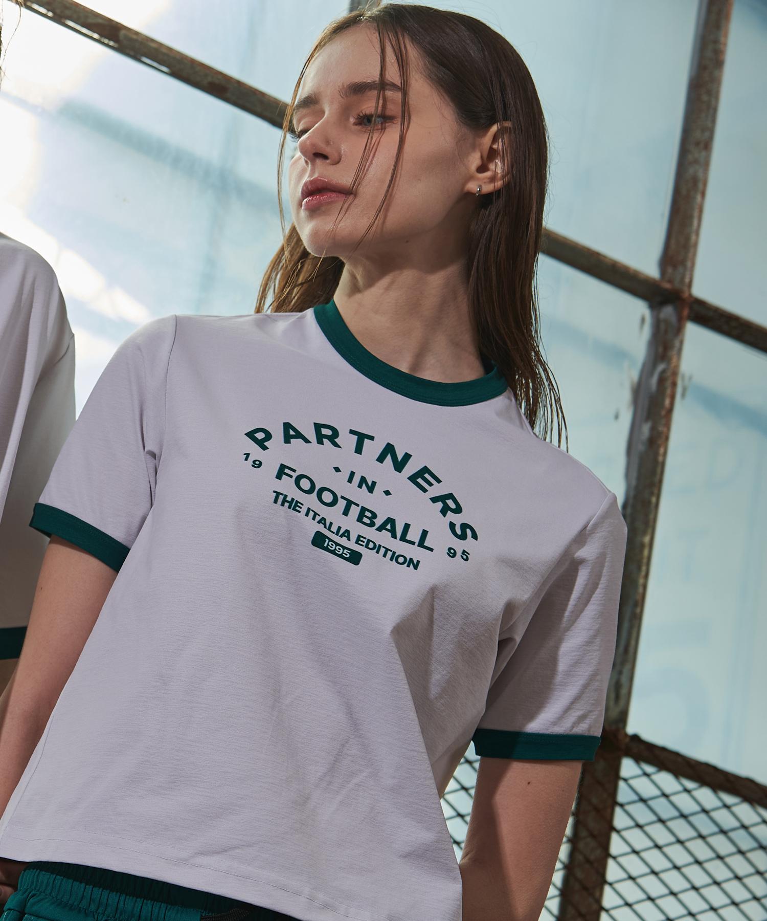 Gallex Football Lettering Women S Crop Ringer Short Sleeve Ivory Ga5627 Iv Ivory/S