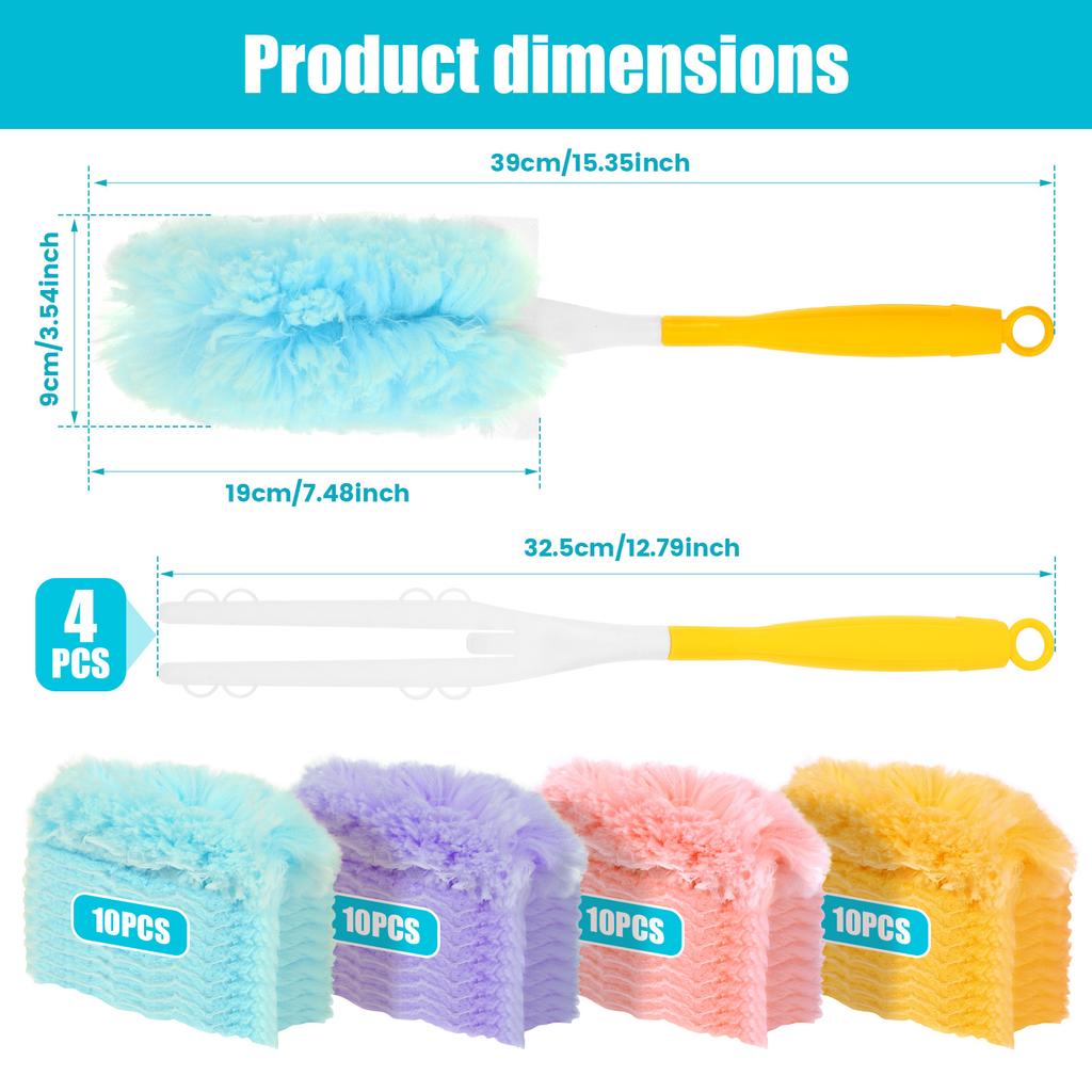 Duster for Swiffer Double Sided 360° Electrostatic Precipitator with Replaceable Dust Collector Head Disposable Feather Duster