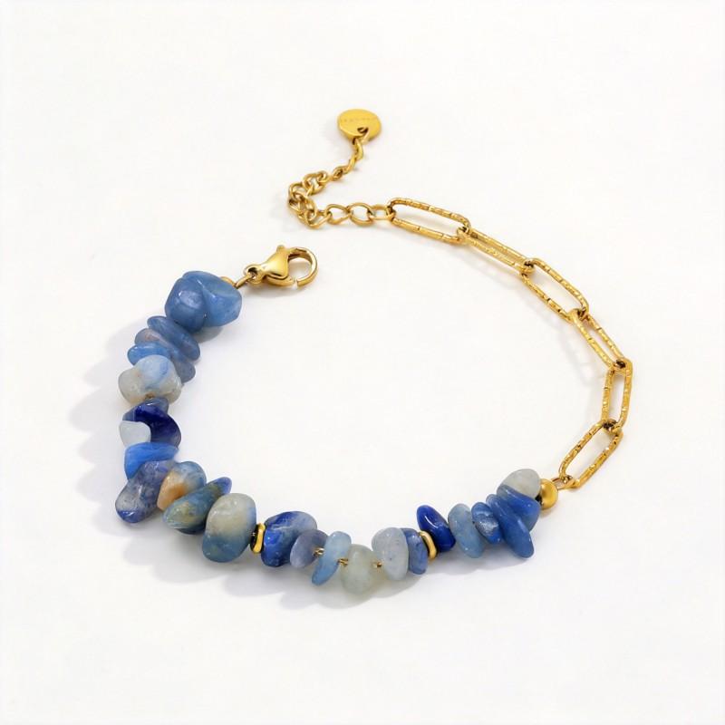 Geometric Irregular Sapphire Bead Bracelet Women Stainless Steel Vacuum Plated 2026 Design