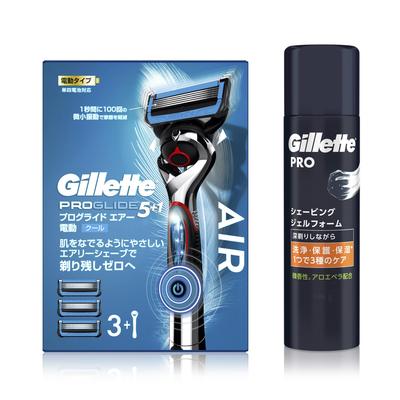 Gillette ProGlide Air Electric Razor 3 Replacement Shaving Gel Foam 195g Sensitive Skin Razor for Men (with Blades) + [Set Purchase]