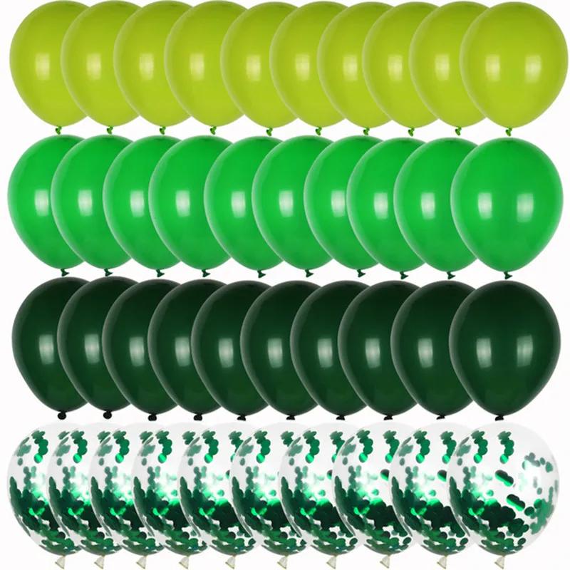 40pcs/set Olive Green Balloons Animal Patterns Bright-coloured Decorations Exquisite Balloons Jungle Zoo Theme Party Birthday