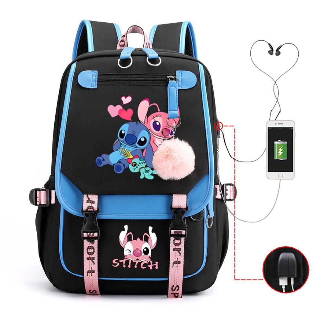 Children'S School Bag Contrasting Color Neutral Backpack Animation Printing Primary And Secondary School Students