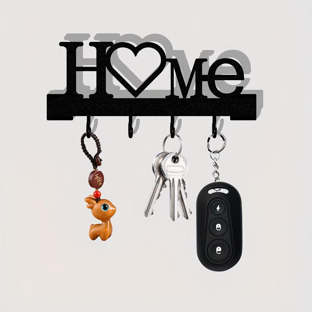 Home Love Form Schlüsselanhänger Wandmontiertes Eingangsorganisator-Regal mit Haken, Bohren nicht erforderlich, Geeignet für Wohnzimmer Heimdekoration