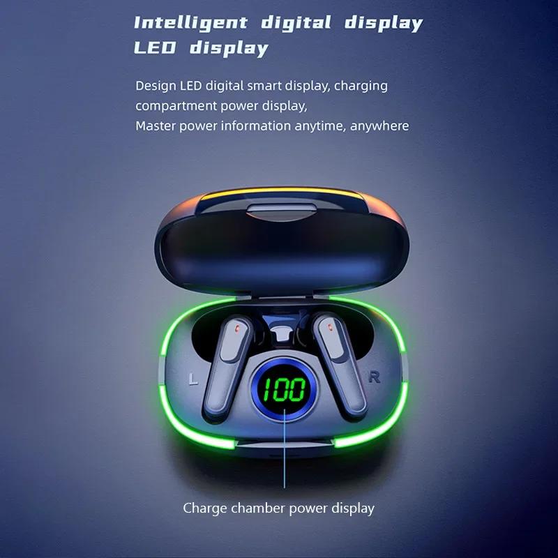 TWS Pro80 Bluetooth 5.3 Kopfhörer Kabellose Kopfhörer HiFi Stereo Headset mit Mikrofon LED-Anzeige Sport-Ohrhörer für Telefon