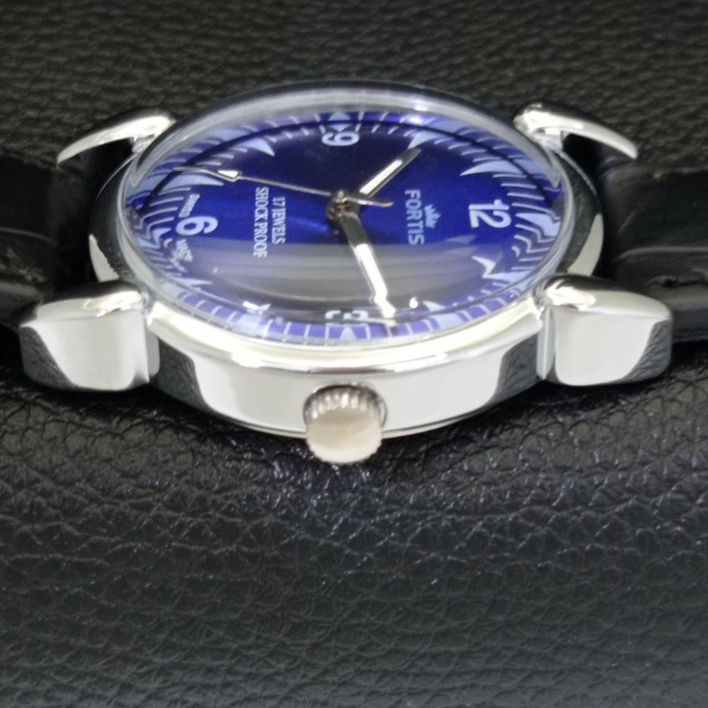 HAND-WINDING SWISS MENS VINTAGE REFURBISHED BLUE COLOR DIAL WATCH A700841-5 R205a-a700841