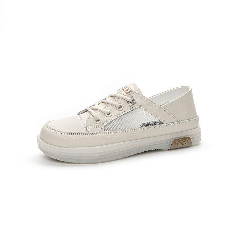 2025 new women's shoes leather little white shoes spring and summer casual shoes children soft sole soft surface breathable mesh shoes