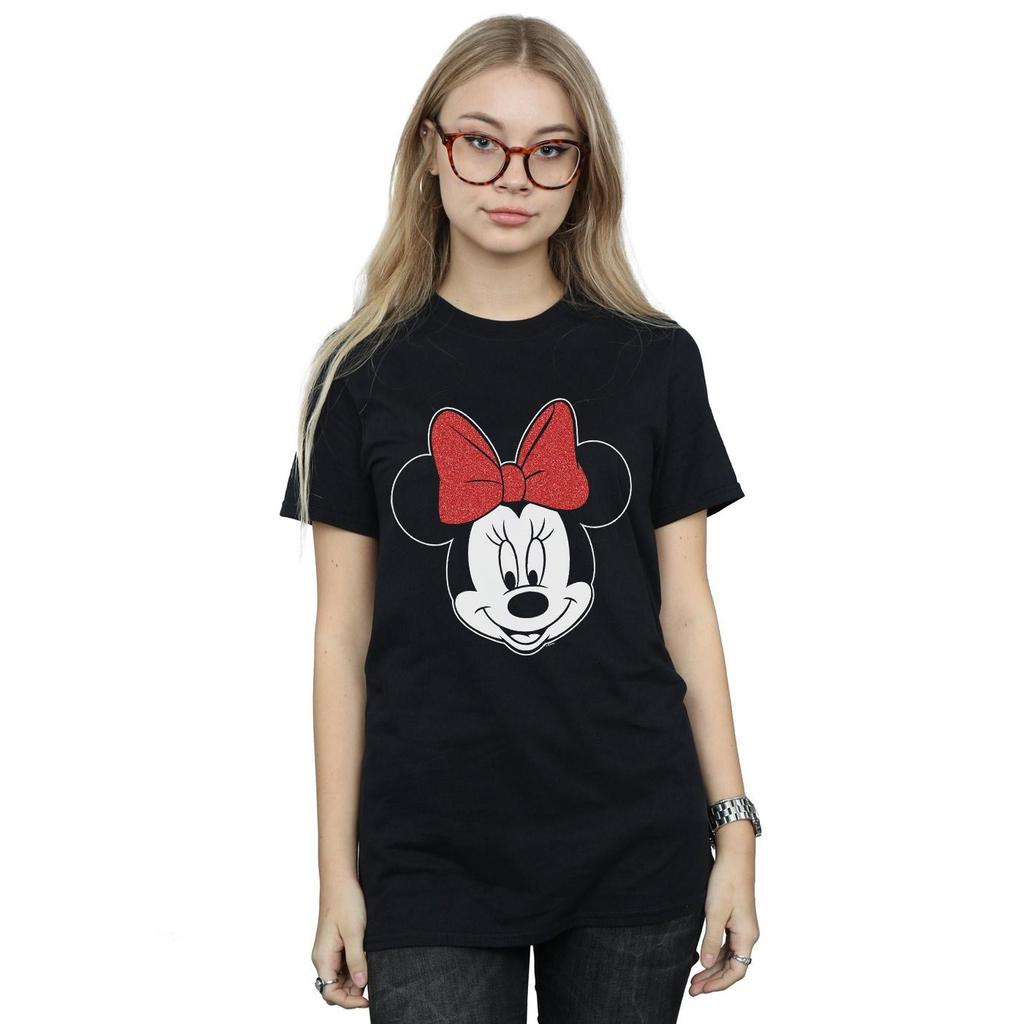 Disney Womens/Ladies Minnie Mouse Head Cotton Boyfriend T-Shirt