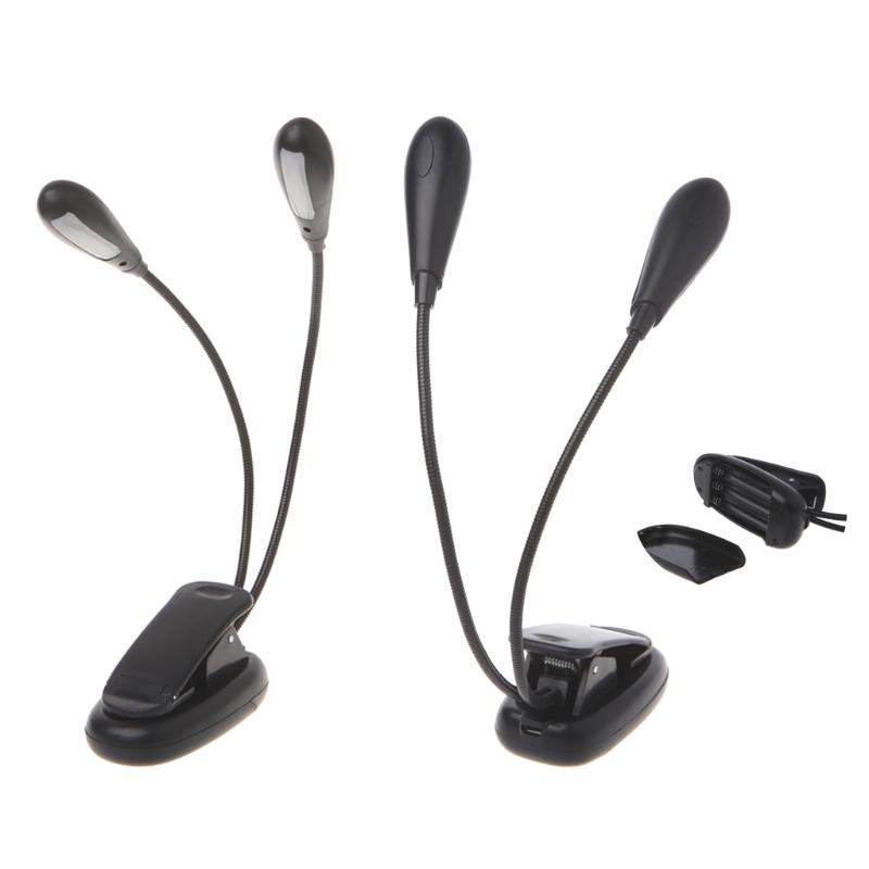 2 Dual Arm Flexible Dimmable 14 LED USB Table Lamp Clip-on Bed Reading Table Lig