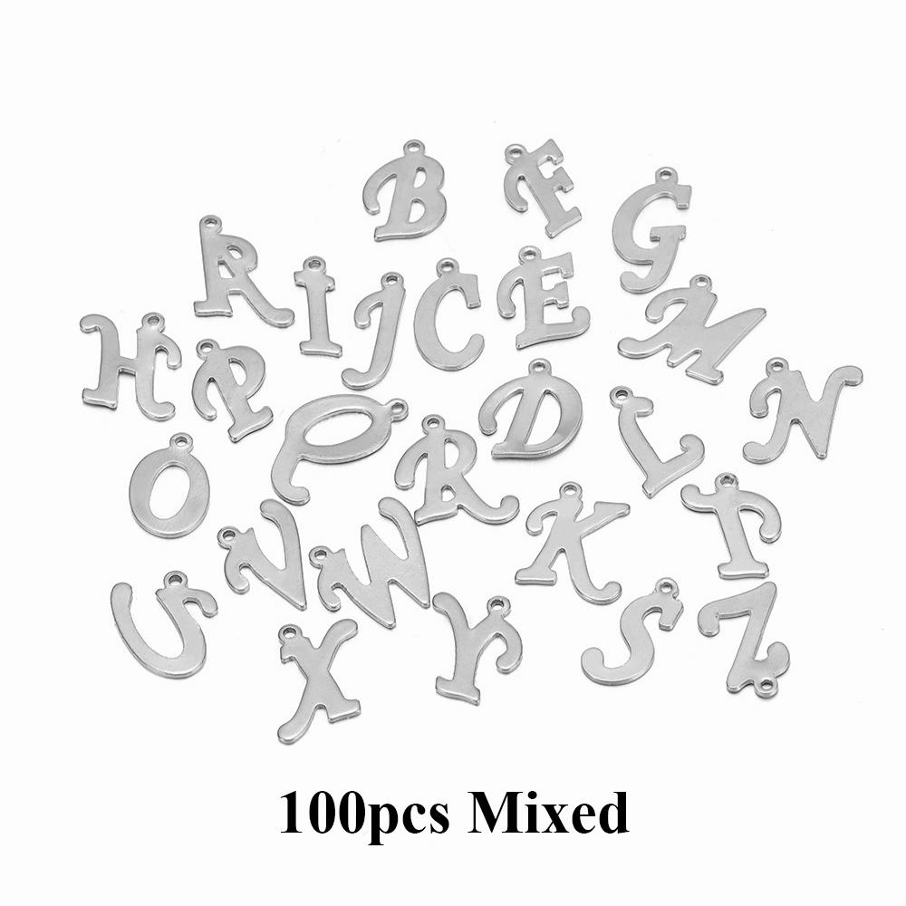 100pcs Randomly Stainless Steel Gold Color Letter Charm A-Z Alphabet Beads Pendants for DIY Bracelet Jewelry Necklace Making