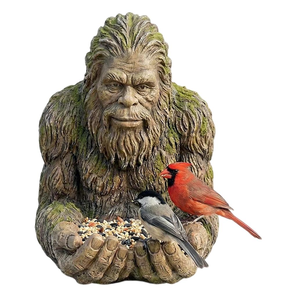 Bird Feeding Sculpture Multi-Purpose Ancient Tree Bird Feeder Resin Birds Feeding Station for Patio/Yard/Garden/Backyard/Balcony