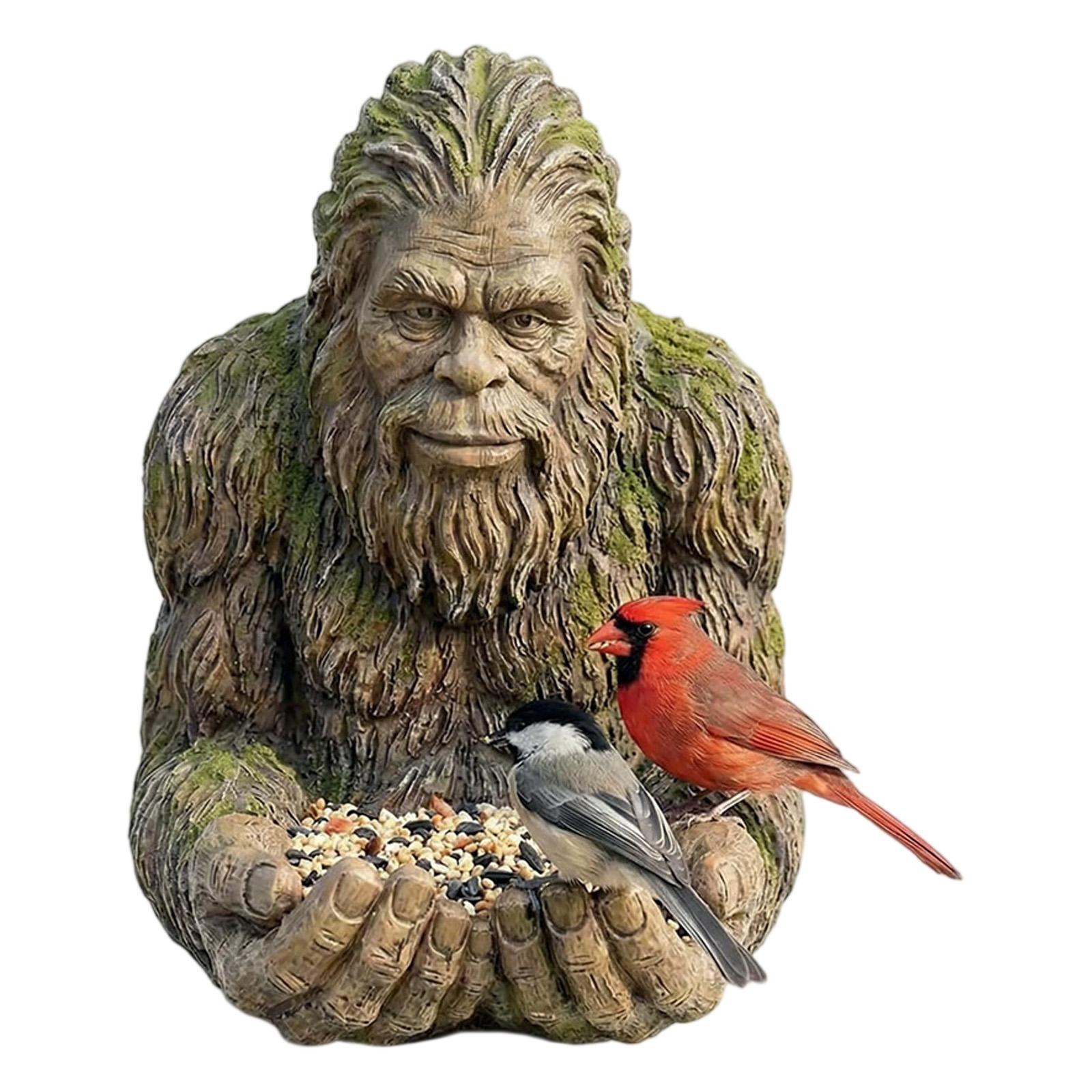

Bird Feeding Sculpture with Hidden Hang Hole Unique Tree Ornament Multi-Purpose Garden Yard Decorations for Birds Lovers