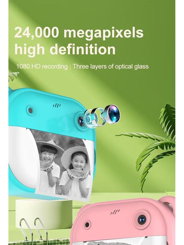 HD Kids' Instant Cartoon Camera Toy: Mini Photo & Print